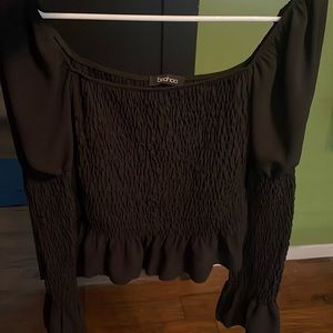 Scrunch off shoulder peplum blouse